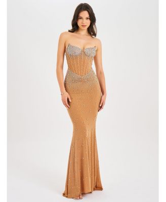 Fatima Embellished Sleeveless Corset Mermaid Maxi Dress