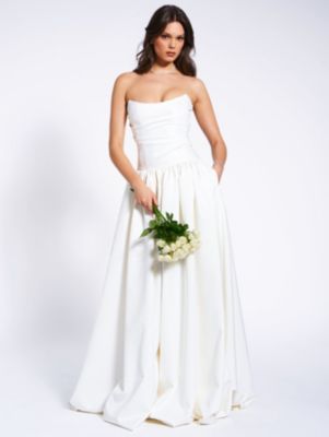 Umay Drop Waist Satin Corset Bridal Gown
