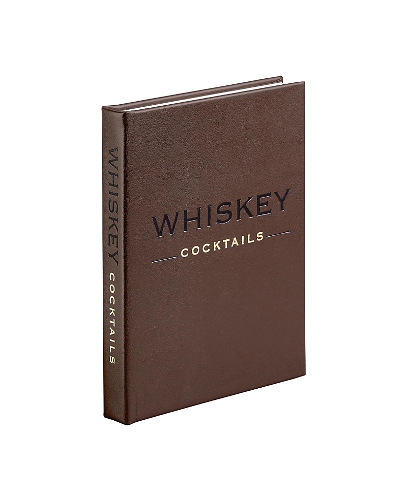 Graphic Image Whiskey Cocktails Leather Bound Book In Brown