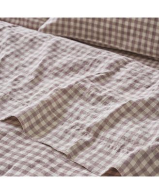 Gingham Linen Blend Flat Sheet, Full