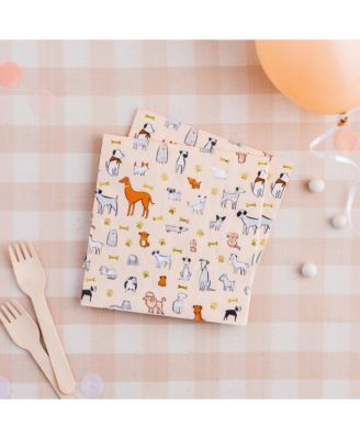  Bow Wow Puppy Dog Birthday Large Paper Napkins, Set of 16