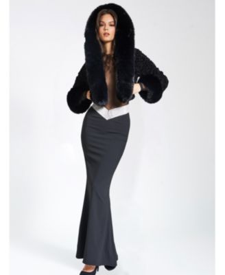 Kali Faux Fur Cropped Jacket with Hood