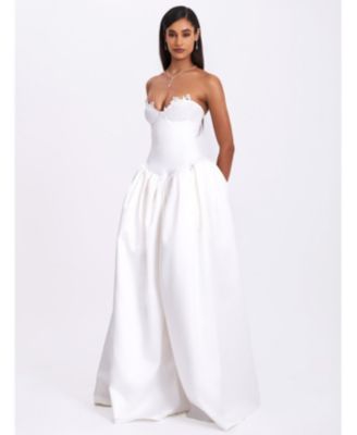 Naila Lace Trim Strapless Drop Waist Wedding Gown