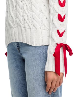 Cable Knit Ribbon Weave Sweater - Exclusive