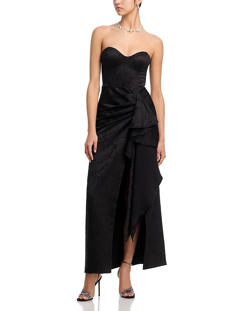 Aqua Strapless Draped Dress - Exclusive