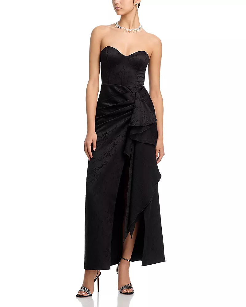 Aqua Strapless Draped Dress - Exclusive