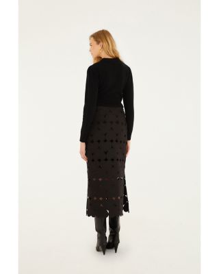 Black Hearts Midi Skirt