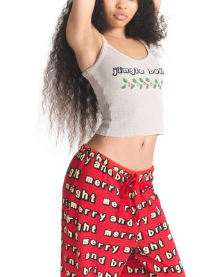 Pointelle Cropped Camisole & Waffle Knit Pants Pajama Set