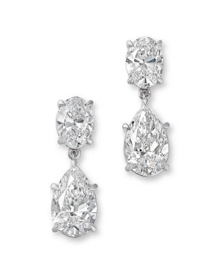 Luxe Collection Certified Lab Grown Diamond Oval & Pear Drop Earrings in 14K White Gold, 4.0 tcw