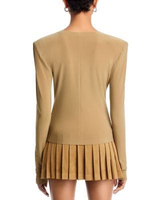 Long Sleeve Shoulder Pad V Neck Top