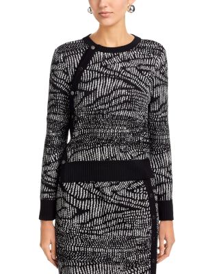 Abstract Animal Print Soft Knit Sweater