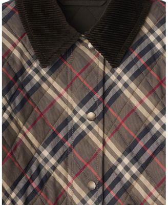 Cropped Check Quilted Cotton Jacket