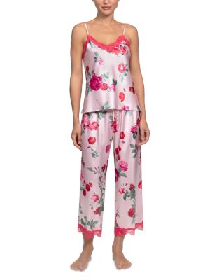 Stretch Satin Pretty Rose Cami Pant Pajama Set