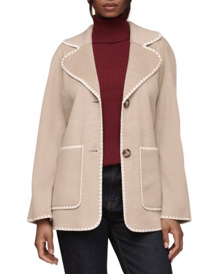 Belted Jacket With Crochet Trim