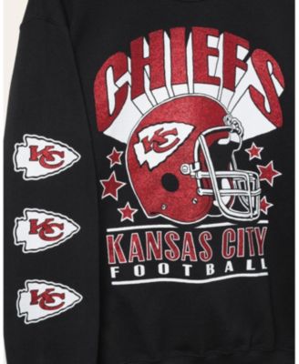  Unisex NFL Kansas City Chiefs Glitter Helmet Flea Market Crew Fleece