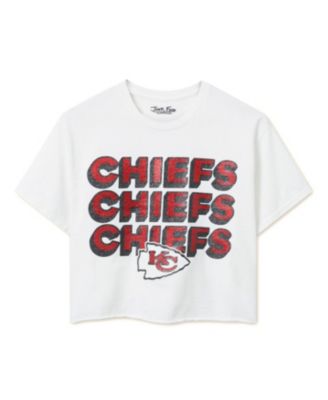  Women's NFL Kansas City Chiefs Repeat Glitter Flea Market Crop Tee