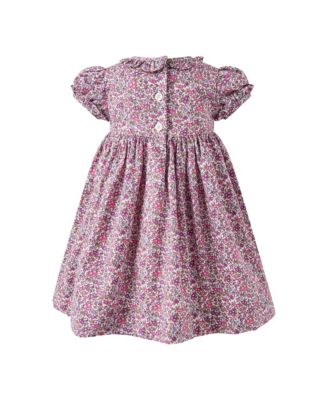  Girls' Floral Short Sleeves Smocked Dress and Bloomers - Baby