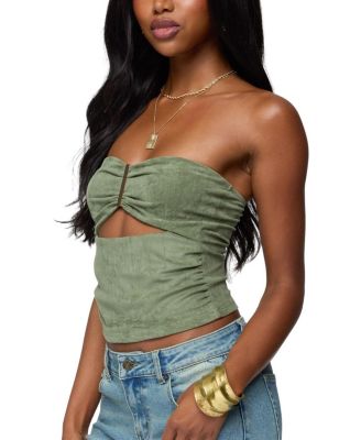 Kalina Cutout Faux Suede Strapless Top