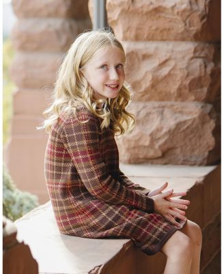  Girls' Organic Long Sleeve Bow Detail Intarsia Sweater Dress - Little Kid, Big Kid