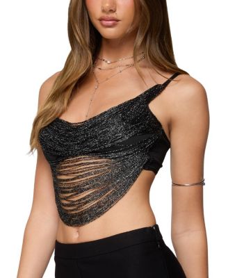 Ora Metallic Fringed Bra Top