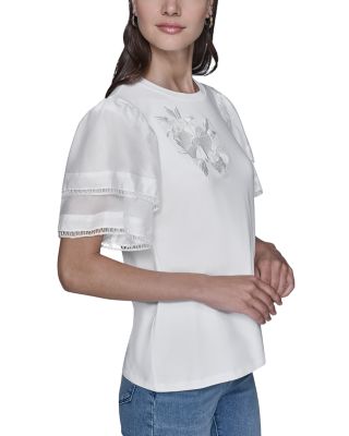 Floral Knit Flutter Sleeve Top