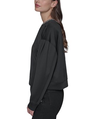 Embellished Neck Pullover Sweater