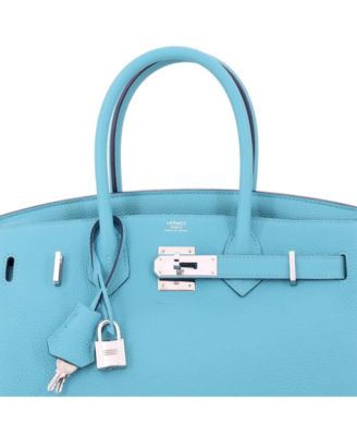 Birkin 30 Handbag Blue Togo with Palladium Hardware