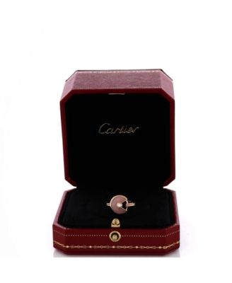  Amulette De Cartier Ring 18K Rose Gold with Diamond and Pink Opal