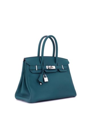 Birkin 25 Handbag Green Togo with Palladium Hardware