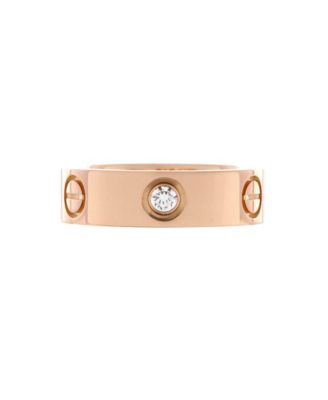  Love 3 Diamonds Band Ring 18K Rose Gold with Diamonds