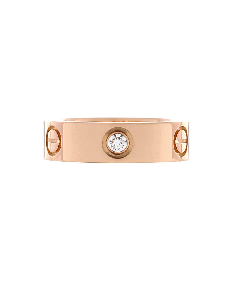 Pre-Owned Cartier Love 3 Diamonds Band Ring 18K Rose Gold with Diamonds