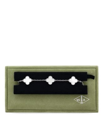  Vintage Alhambra 5 Motifs Bracelet 18K White Gold and Mother of Pearl