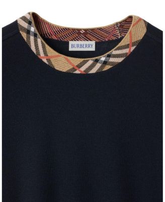 Check Trim Wool Sweater