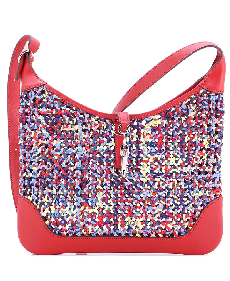 Pre-Owned HERMES 31 Trim Duo Bag Printed Silk and Leather