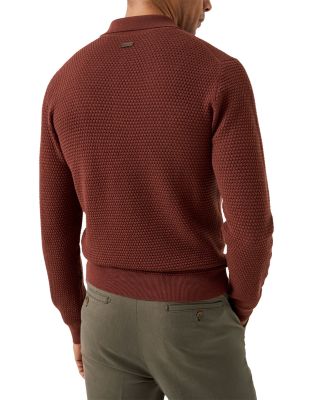 Merino Popcorn Stitch Polo Sweater