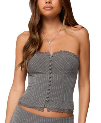  Mona Lacey Pinstripe Strapless Corset