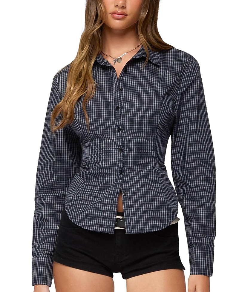 Edikted Lisbet Checkered Button Up Shirt