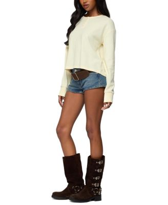  Deni Long Sleeve Henley Waffle Top