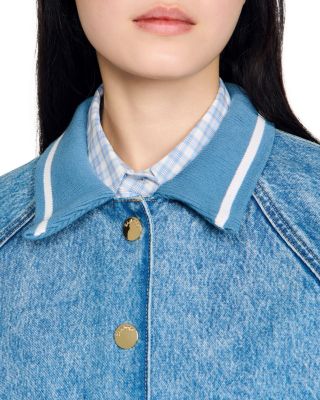 Rib Trim Denim Jacket