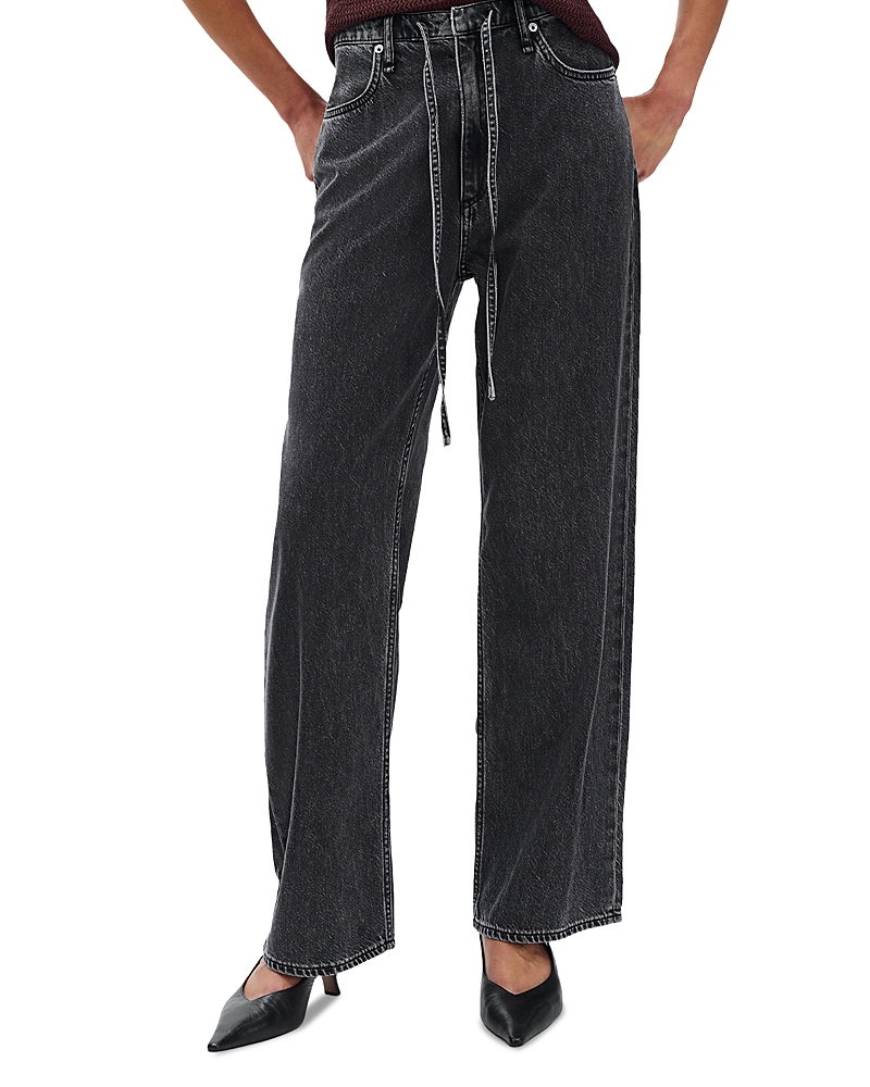 rag & bone Phoebe Drawstring High Rise Wide Leg Jeans in Anglique