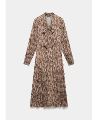  Women's Snake Print Midi Dress