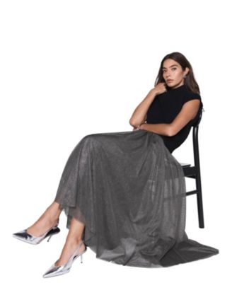  Women's Metallic Tulle Midi Skirt