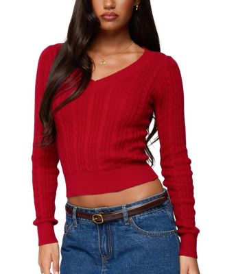 Ashlee V Neck Cable Knit Top