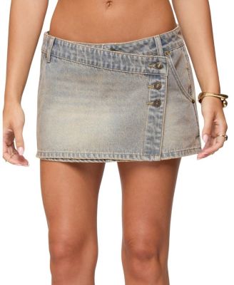 Wrap Mud Wash Denim Mini Skort