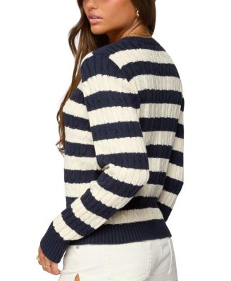 Mildred Striped Cable Knit Cardigan