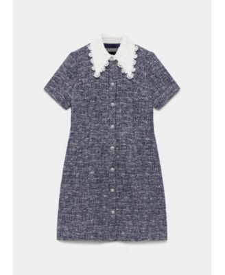  Women's Statement Collar Boucle Mini Dress