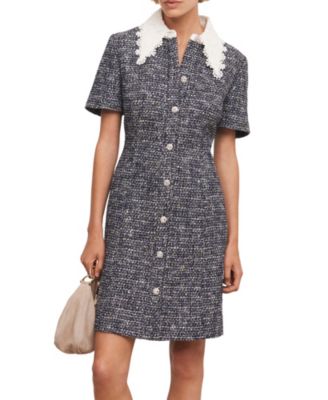  Women's Statement Collar Boucle Mini Dress