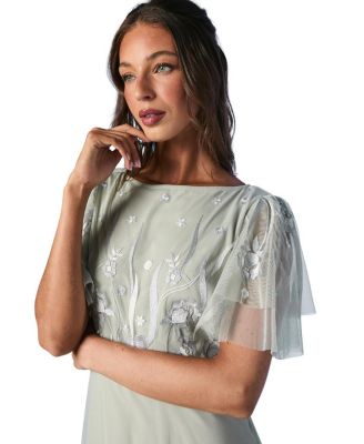  Angel Sleeve Maxi Bridesmaids Dress