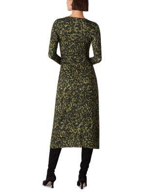 Animal Print Ruched Jersey Dress