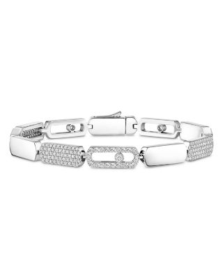 18K White Gold Imperial Move Diamond Pav&eacute; Link Bracelet